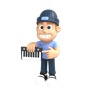 man musician playing keyboard 3d illustration
