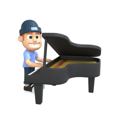 Man playing piano  3D Icon