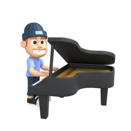 Man playing piano  3D Illustration