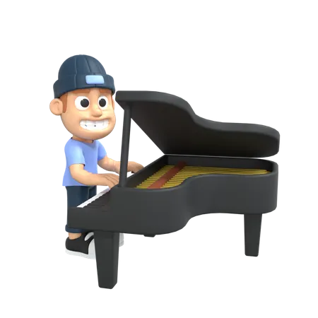Man playing piano 3D Illustration