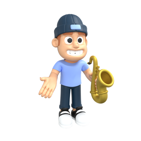 Man playing saxophone  3D Illustration