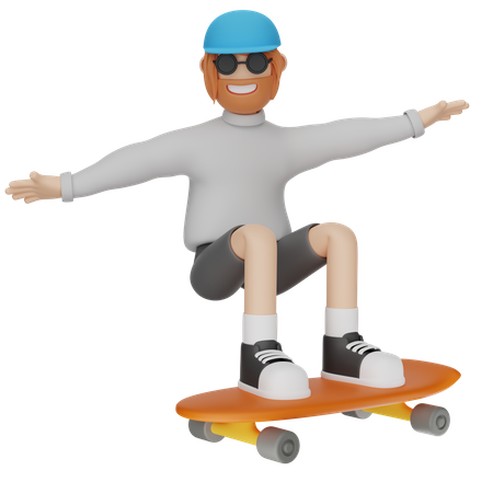 Man Playing Skateboard  3D Icon