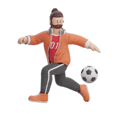 Man Playing Soccer  3D Illustration