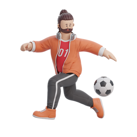 Man Playing Soccer 3D Illustration
