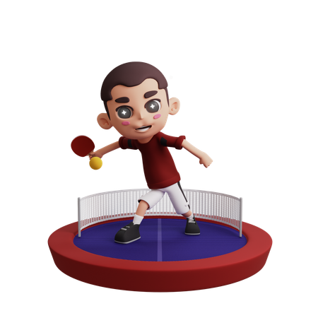 Man Playing Table Tennis  3D Illustration