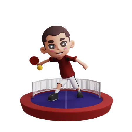 Man Playing Table Tennis  3D Illustration