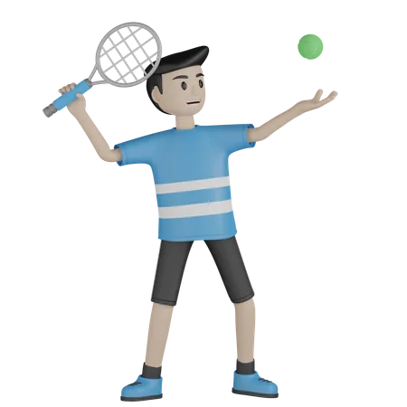 Man Playing Tennis  3D Illustration