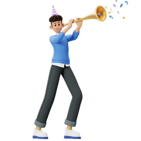 Man playing trumpet  3D Illustration