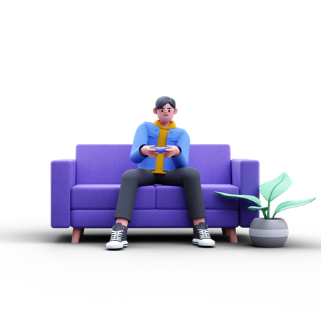 Man Playing Video Game  3D Icon