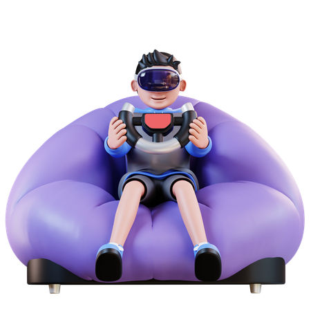 Man Playing Virtual Game  3D Illustration