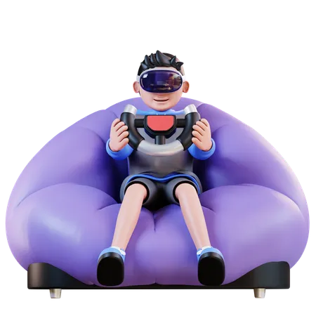 3 D Illustration Man Playing Virtual Game 3D Illustration