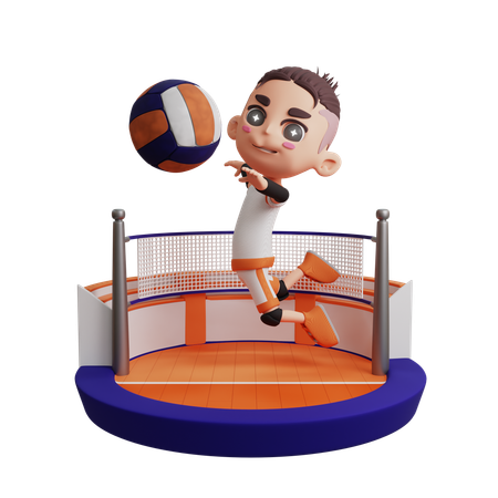 Man Playing Volley Ball  3D Illustration