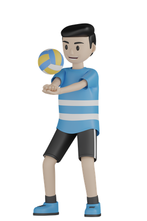 Man Playing Volleyball  3D Illustration