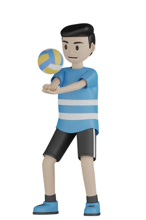 Man Playing Volleyball 3D Illustration