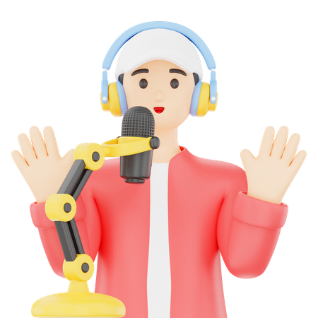 Man Podcaster  3D Icon