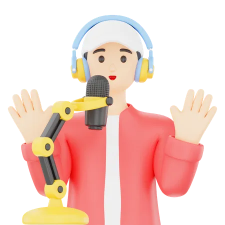 Man Podcaster  3D Icon