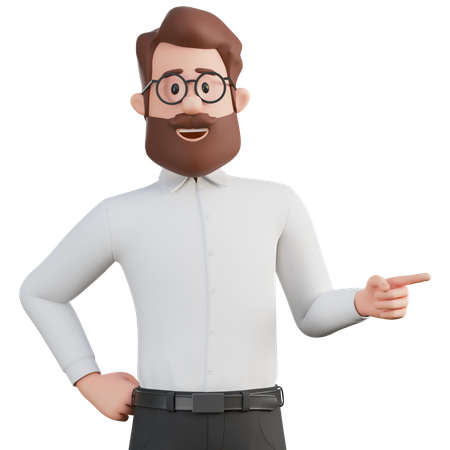 何かを指差す男性  3D Illustration