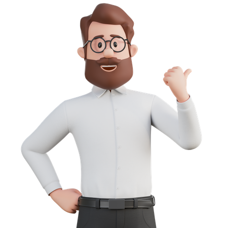 Man point at something  3D Illustration