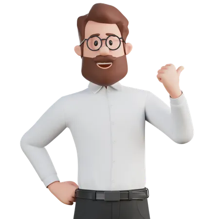 Man point at something  3D Illustration