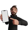 Man pointing at a blank smartphone screen