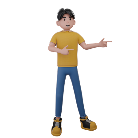 Man Pointing At Right  3D Illustration