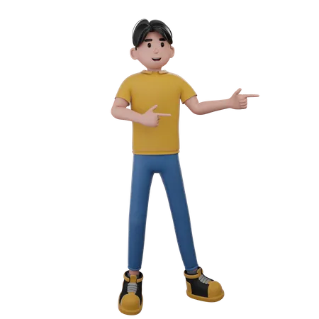 Man Pointing At Right  3D Illustration