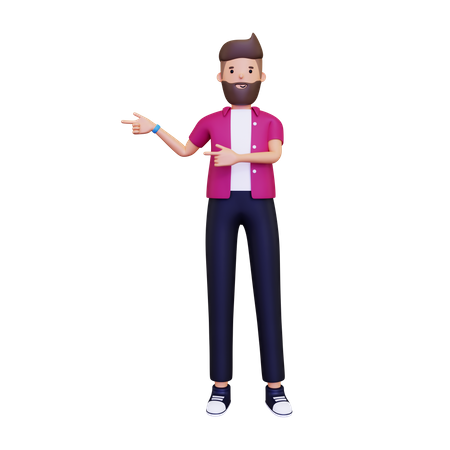 Man pointing at something  3D Illustration