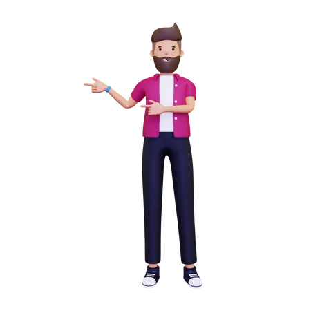 Man pointing at something  3D Illustration