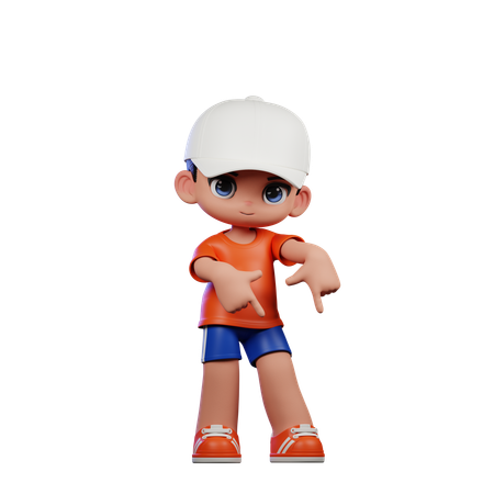 Man Pointing Down  3D Icon