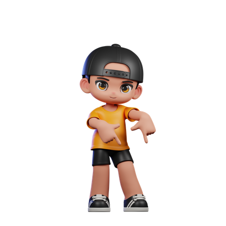 Man Pointing Down  3D Icon