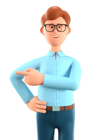 Man pointing finger at direction  3D Illustration