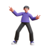 3d man pointing fingers logo