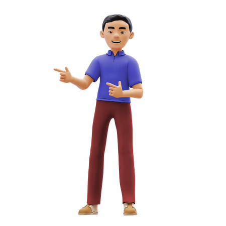 Man pointing fingers on left side  3D Illustration