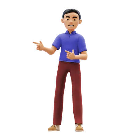 Man pointing fingers on left side  3D Illustration