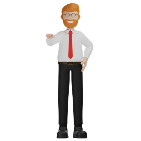 3 D Character Man Pointing Hand Gesture 3D Illustration