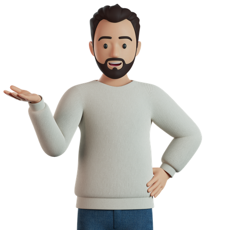 Man Pointing Hand To Introduce Something  3D Icon