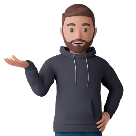 Man pointing hand to introduce something  3D Icon