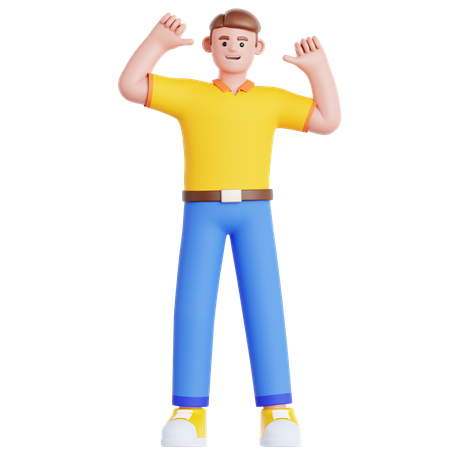 Man Pointing Himself  3D Illustration