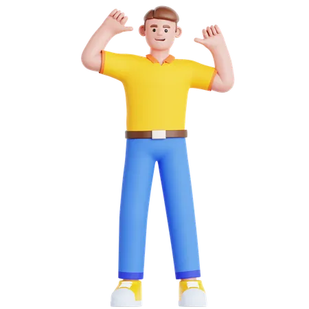 Man Pointing Himself  3D Illustration