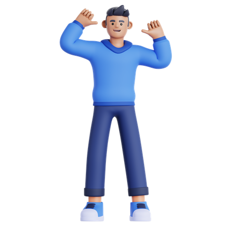 Man Pointing Himself  3D Illustration