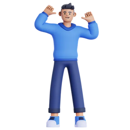 Man Pointing Himself  3D Illustration