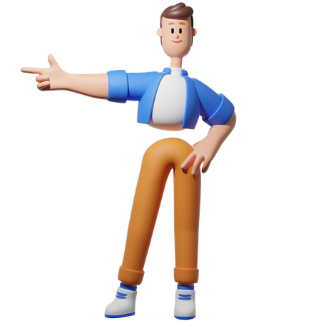 Man Pointing Left  3D Illustration