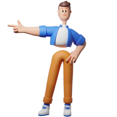 Man Pointing Left  3D Illustration