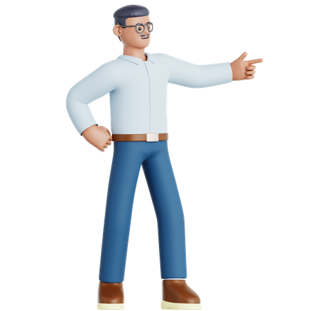 Man Pointing Left  3D Illustration