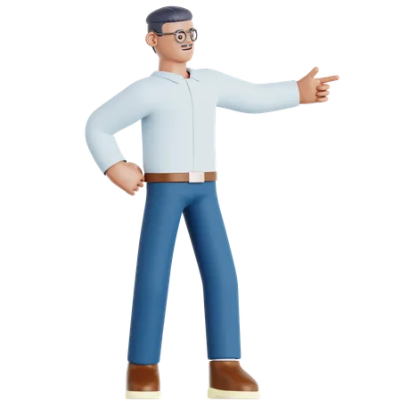 Man Pointing Left  3D Illustration