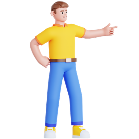 Man Pointing Left  3D Illustration