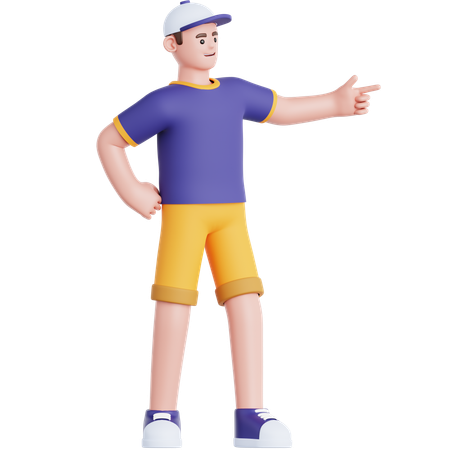 Man Pointing Left  3D Illustration