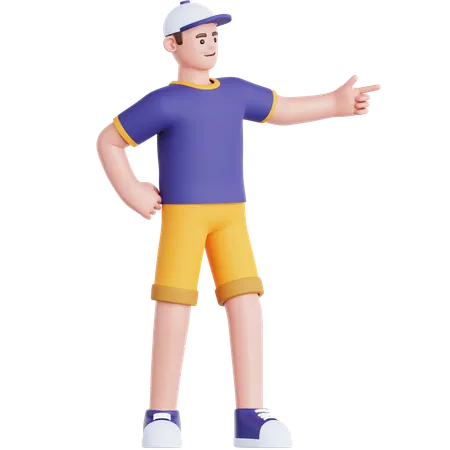 Man Pointing Left  3D Illustration