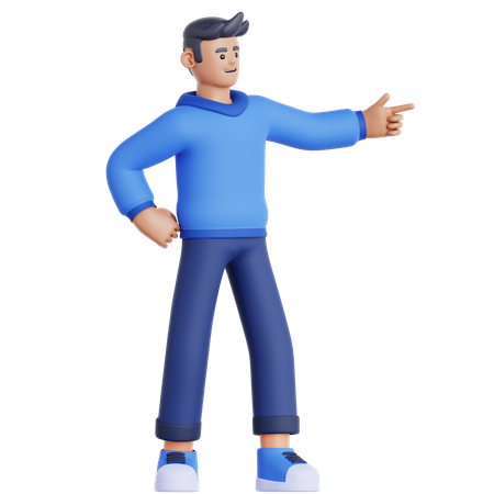 Man Pointing Left  3D Illustration