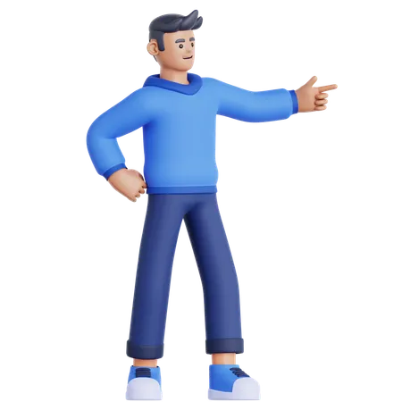 Man Pointing Left  3D Illustration